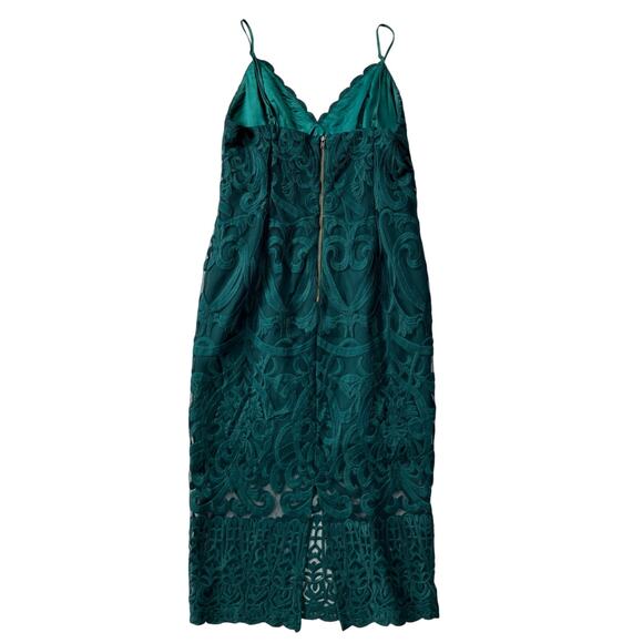 Bardot Lace Bodycon Sheath Dress Size 8 Emerald Green Forest Fairy Holiday - Picture 3 of 6